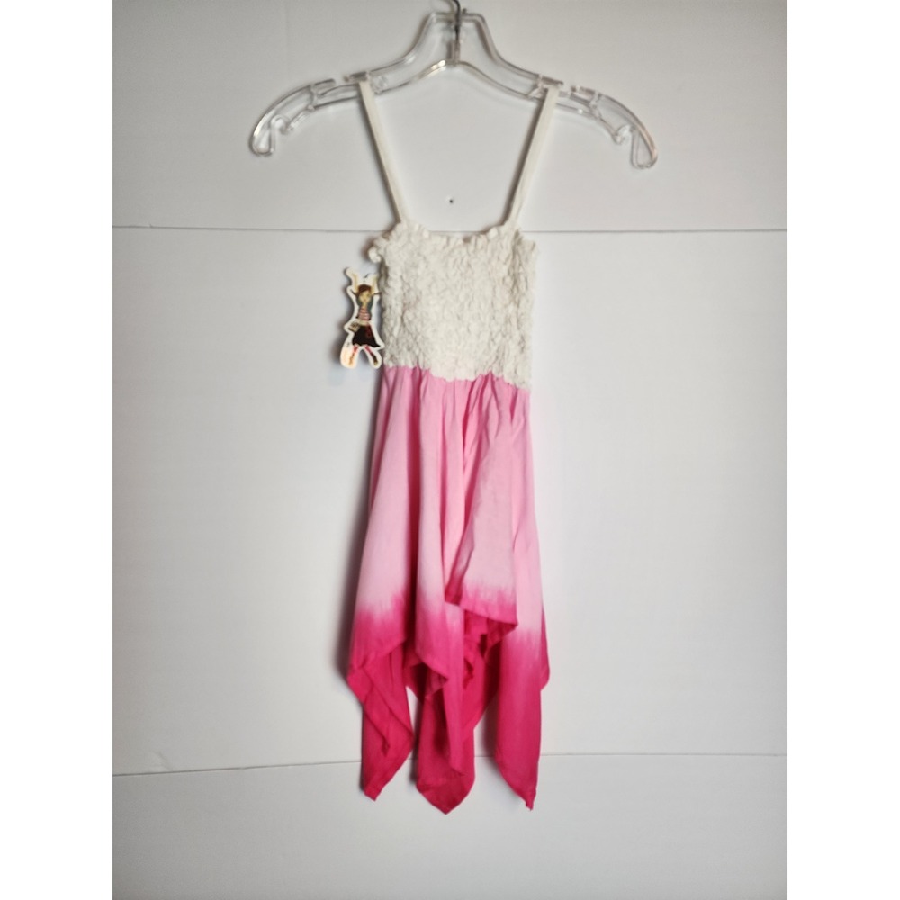 Viona Girls Pink White‎ Ombre Smocked Popcorn Handkerchief Hem Dress 6 NWT - Picture 5 of 8